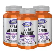 3 x NOW Beta Alanine 750 mg 120 Capsules