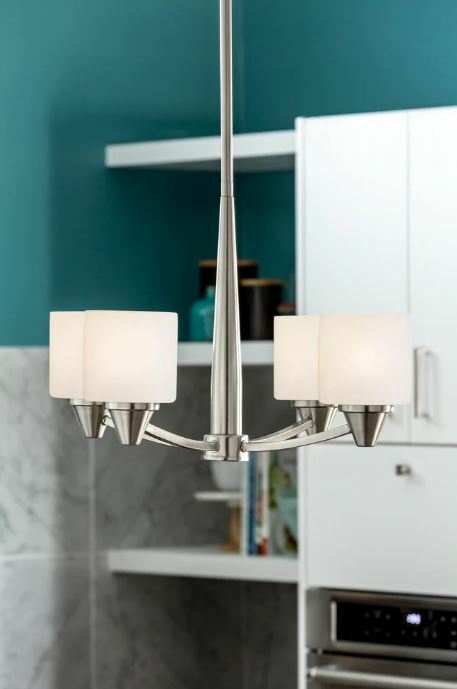 Park Harbor PHHL6284BN 22"W 4-Light Single Tier Shaded Chandelier w/Glass Shades