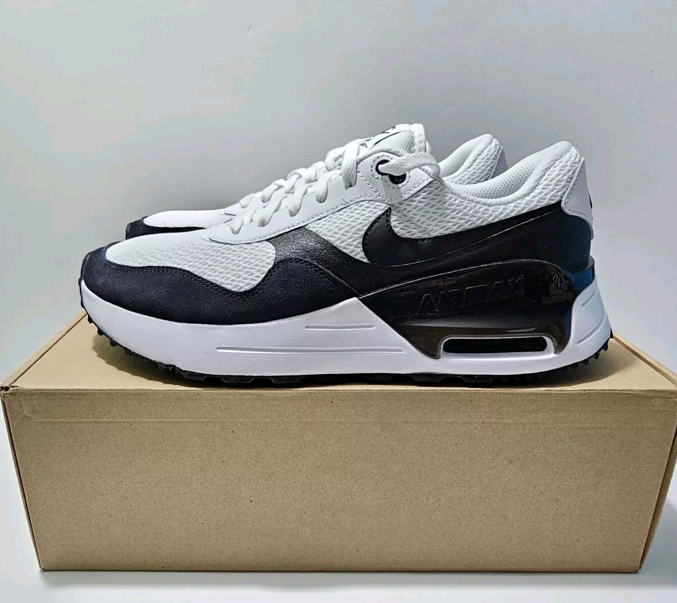 Nike Air Max System Black White Men's Running Walking Shoes Sz 10.5 (DM9537-103)