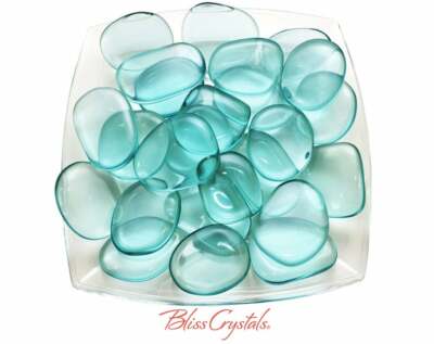 1 XL Aqua Blue OBSIDIAN Glass Palm Stone Polished Crystal #AB02 | eBay