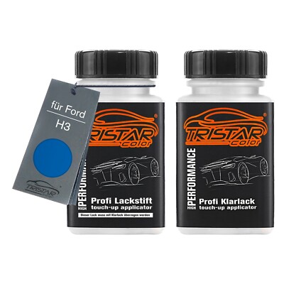 Autolack Lackstift Set für Ford H3 Blue Prin Sommer Blue Basis Klarlack je 50ml