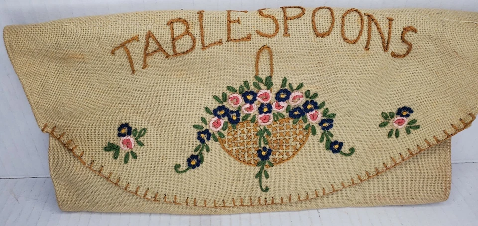 Винтажный цветочный вышитая ткань 12 слот ложка посуда хранения милый для макияжа щетка - Изображение 2 из 4