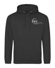 GLASGOW CALEDONIAN UNIVERSITY GCU HOODY EMBROIDERED NAVY BLACK GREY