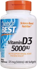 Vitamin D3 5000IU, Non-Gmo, Gluten & Soy Free, Regulates Immune Function, Sup...