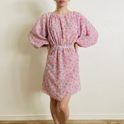 lpa pink dress LPA Pink Floral Open Back Mini Dress SZ M