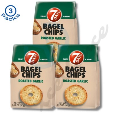 7 Days Bagel Bread Chips Roasted Garlic, 3 Packs