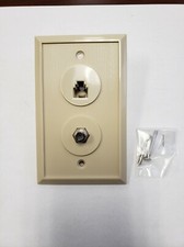 Cable and phone jack RJ11 wall-plate ivory