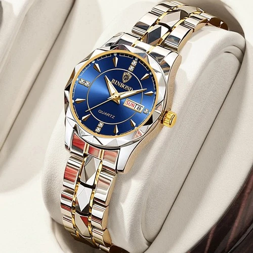 Ladies Luxury Quartz Watch Stainless Steel Waterproof Casual Wristwatch Boxed