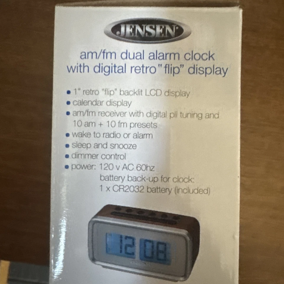 Jensen JCR-232 Clock Alarm Radio Brown (New) - Image 3 of 4