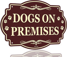 10'' x 7'' Dog on Premises Sign Reflective Sturdy Rust-Free Aluminum Weatherp...