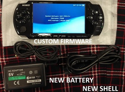 Sony PSP 2000 Piano Black - New Charger + New 1400mah Battery - CUSTOM FIRMWARE
