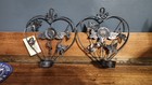 Vintage Lot (2)  Heart-Shaped Leaves Flowers Butterfly Wall Tealight Holders — photo 1