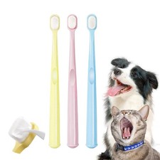 KnocKconK Small Dog Toothbrush Kit, 1 Count Pack of 1 , Blue pink yellpw