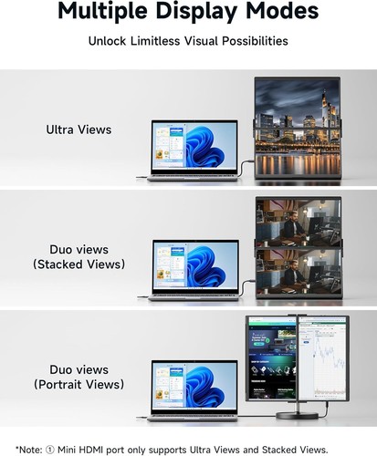 JSAUX FlipGo Pro 16" Dual Portable Monitors, 2.5K Triple Laptop Screen Extender - Picture 6 of 22