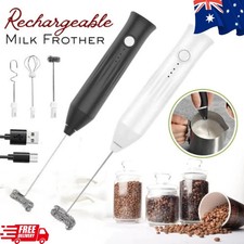 USB Rechargeable Milk Frother Handheld Coffee Foam Maker Egg Whisk Mixer Kitchen