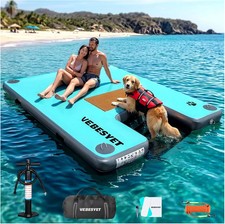 Inflatable Dock with Water Ramp, 6 inch Thick Non-Slip Inflatable Floating Dock