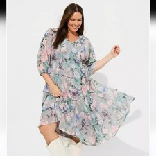 Torrid Tea Length Chiffon Front Tie Midi Dress Size 4X NWT