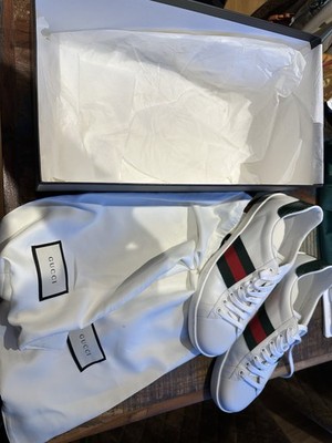 Gucci Ace Lace-Up Sneaker Men White, EU Size 8 US 8.5 9