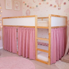 3 Pcs Panel Muslin Cotton Curtains Set for Loft Bed Pink Bunk Bed Privacy Curtai