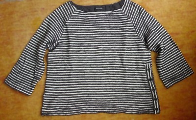 Marc O' Polo  Frühjahrs Pullover XL 100% BW blau weiß kurz Maße im Text
