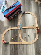 36 Pc Thomas Wooden Railway Track Lot Skarloey Sir Handel Peter Sam Bridge Bag