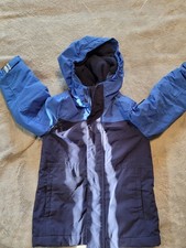 Lands End Squall Big Kids Hooded Coat Size 4 2 Tone Blue Pockets Zipper EUC Warm