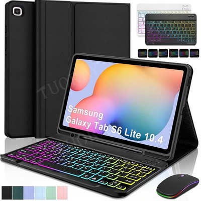 QWERTZ Beleuchtete Tastatur Hülle für Samsung Galaxy Tab S6 Lite 10,4'' 2024/2022