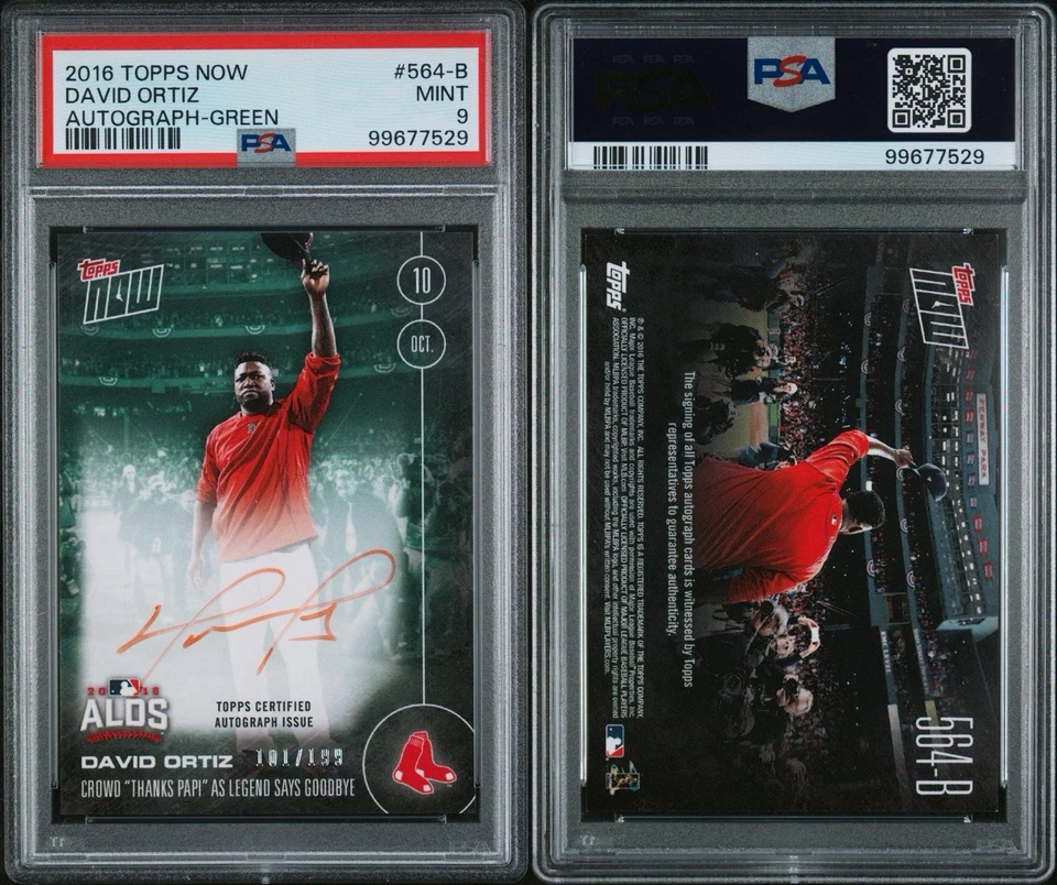 2016 Topps Now — Дэвид Ортис No564-B зеленые автографы /199 (AU) - Изображение 3 из 3