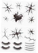 Halloween Creepy Cracks Face Tattoo Set, Temporary Makeup Stickers with
