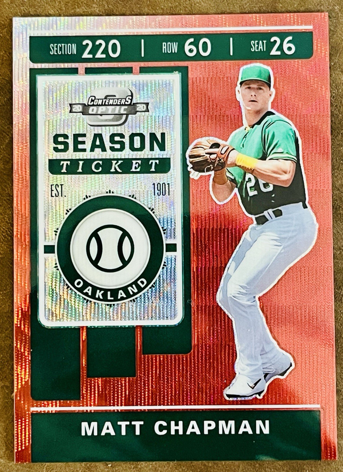 2020 Panini Chronicles Contenders Optic Ruby Wave /199 Matt Chapman #20