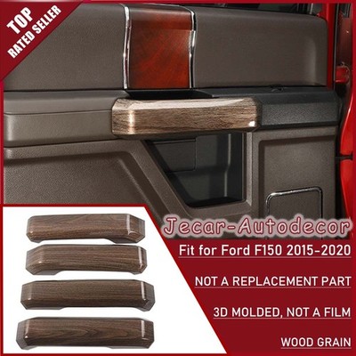 Inner Door Handle Decor Cover Trim Decoration Wood Grain For Ford F150 2015-2020