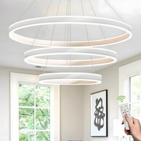 Deckenleuchte 100/80/60, 3 Ringe, Weiß, HäNgend, Led-Kronleuchter Fernbedienung