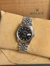 Gents Steel & White Gold Rolex Datejust 36 16234 Factory Black Diamond Dial