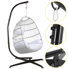 Steel Hanging Hammock C-Stand for Chair Porch Swing Weather Resistant 360 Degree