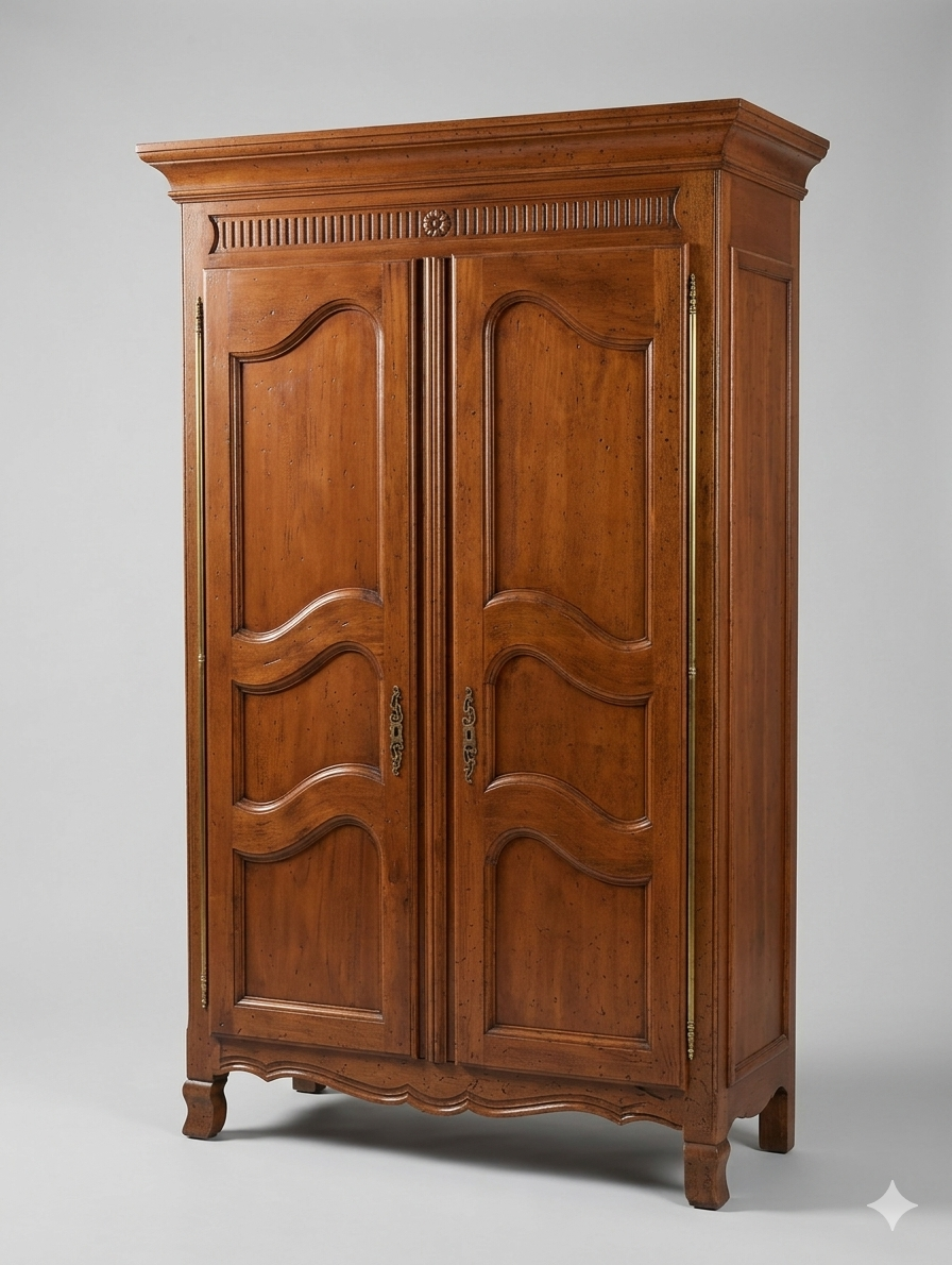 Large Italian Hand-Crafted Armoire Linen Cabinet by Guido Zichele
