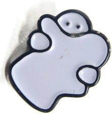 Cute Ghost Enamel Lapel Pin - White  Black - Halloween Accessory