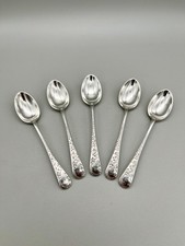 5 x EDWARDIAN STERLING SILVER COFFEE SPOONS, JOSEPH RODGERS, SHEFFIELD, 1907