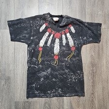 Vtg 90s BUFFALO Feathers Native T-SHIRT Mediu...