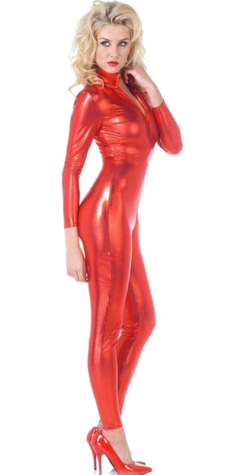 Disfraz de mono rojo metálico para mujer talla pequeña Foto 2 de 4