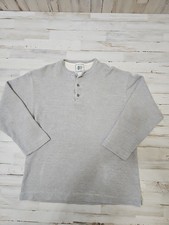 Vintage 80's Guess USA Made Longsleeve Mens Size L Henley Neck Gray