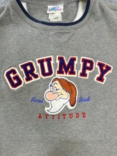 Vintage Disneyland Disney Grumpy Snow White Men's XL Heather Gray Embroidered Cr