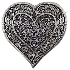 Handcrafted Nautical Decor – Rustic Silver Cast Iron Heart Shaped Trivet, 7"