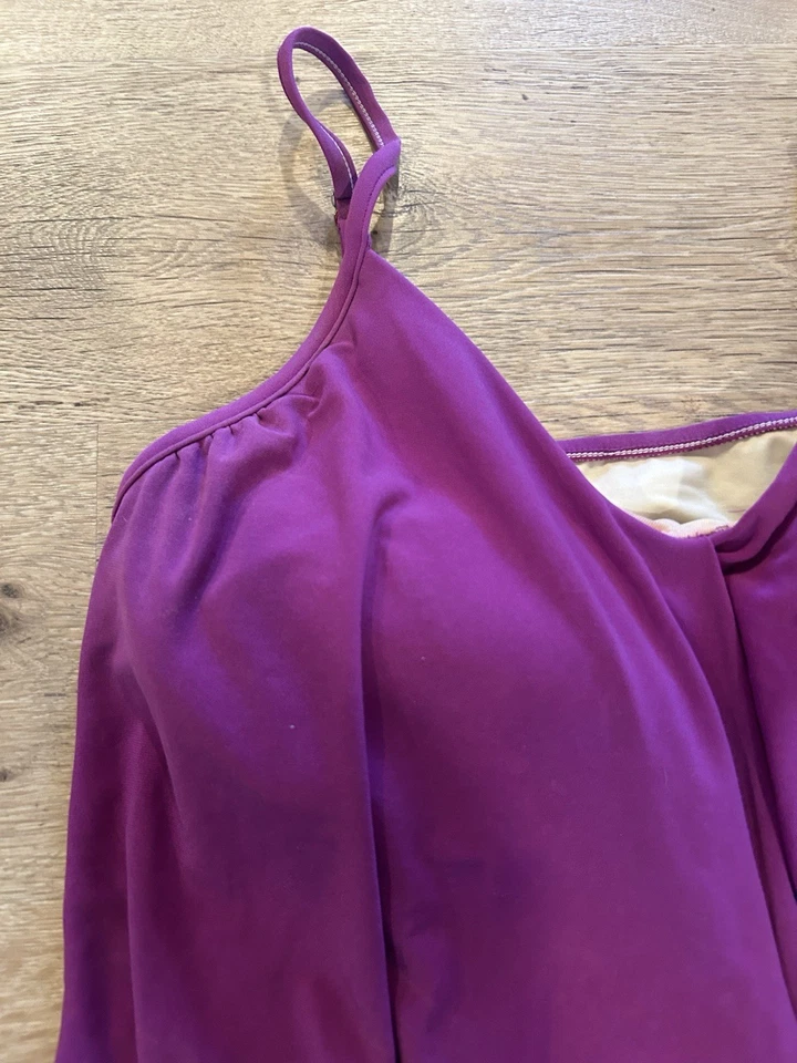 Blusa de natação feminina MagicSuit tamanho 14 amarração frontal alça ajustável com aro verão - Imagem 2 de 4