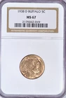1938 D Buffalo Nickel NGC MS 67 Old Holder Coin 5C