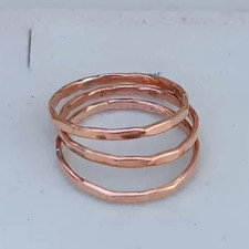 Solid Pure Copper Minimalist Healing Ring, Handmade, Unisex, 3 Pc Designer Rings