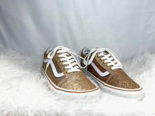 Vans Old Skool Gold Glitter Sneakers Youth Size 5.5 Girls Women 7 Unique Sparkle