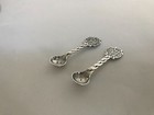 Antique Unique Pair IMACH Sterling Silver Salt Spoons, Moon Phase — photo 4