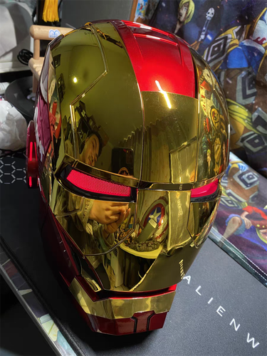 1:1 Wearable AUTOKING Iron Man MK5 Golden Helmet Voice-control Cosplay Mask Prop - Picture 16 of 17
