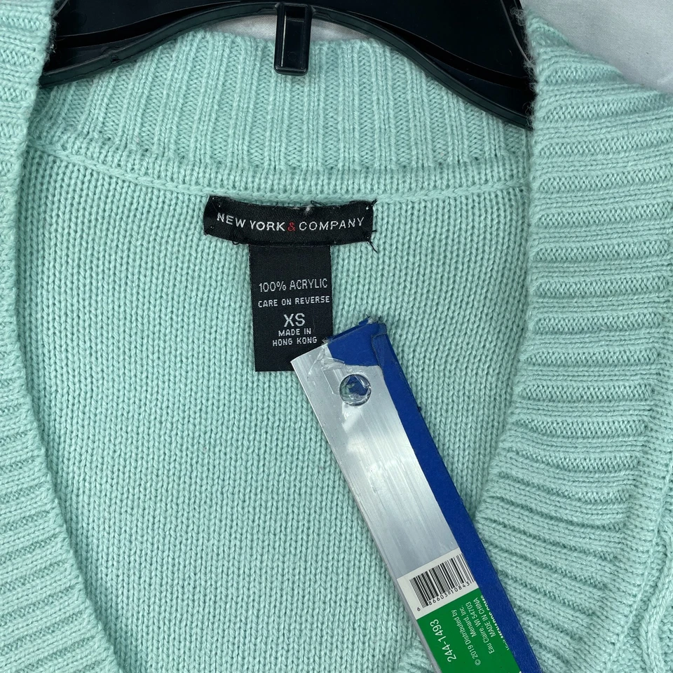 Suéter de la compañía New York para mujer talla Xsmall azul turquesa manga larga de punto de cuerda Foto 3 de 4