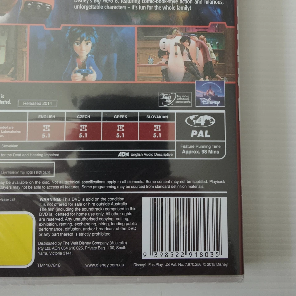 Big Hero 6 DVD *BRAND NEW* Walt Disney Classics Animated Movie Bmax Fast Post 7 - image 4 of 4